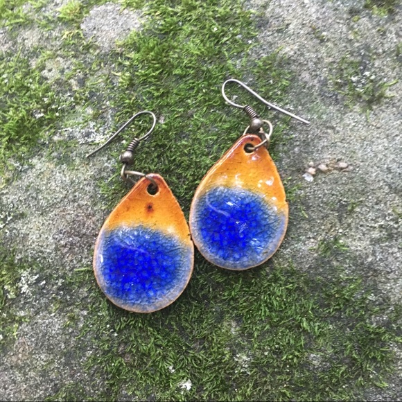 Colorful Chilean Pottery Earrings - Picture 2 of 7